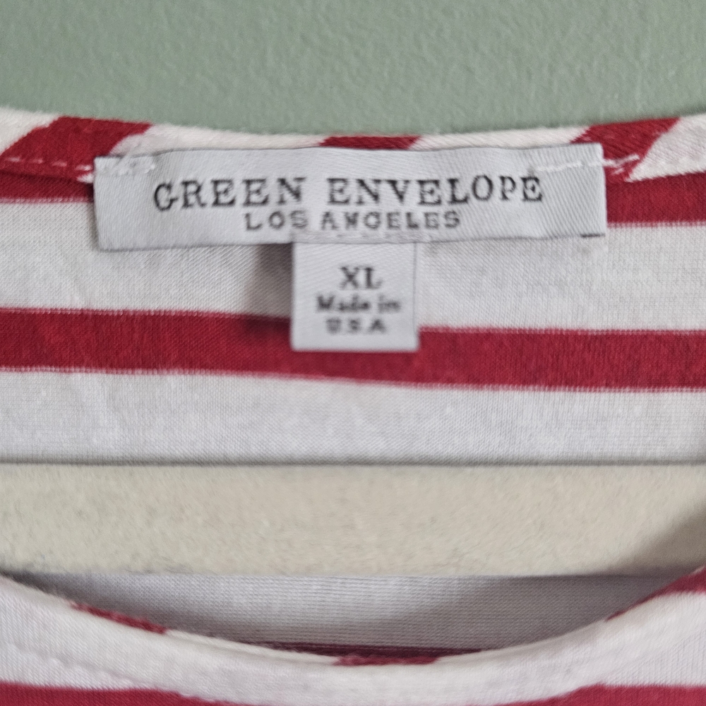 Green Envelope Striped Women's Top - Picture 2 of 4